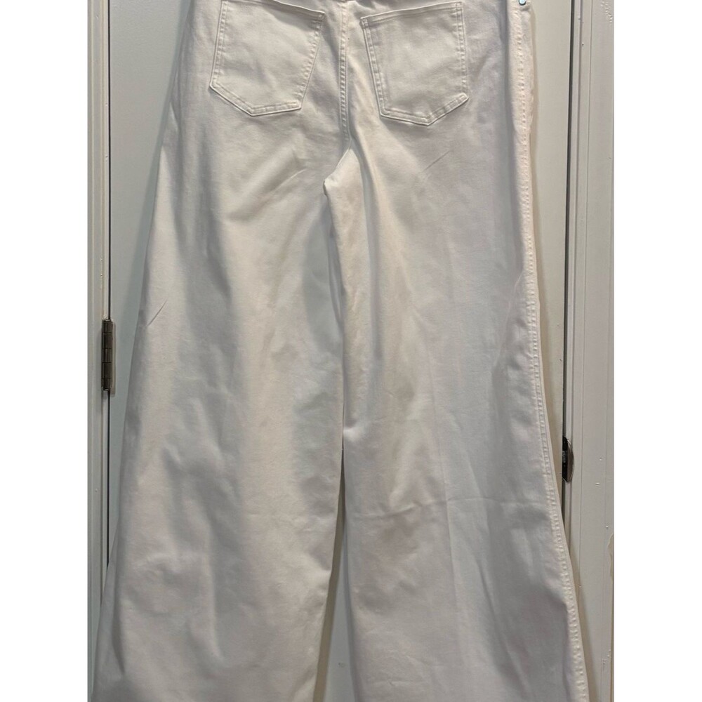 SPANX White Wide Leg Jeans High Rise Stretch Denim Pants Large Coastal Chic Luxe - Picture 7 of 9